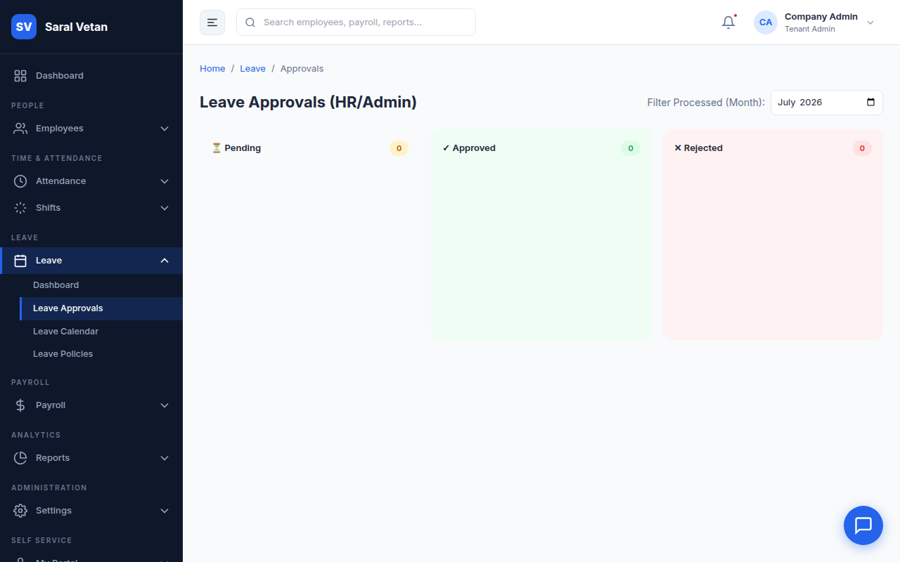 Leave Approvals Queue