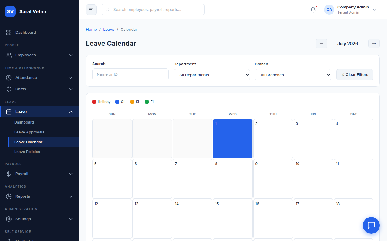 Leave Calendar